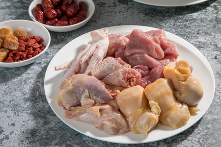 猪肉鸡肉枸杞响锣鸡汤食材背景
