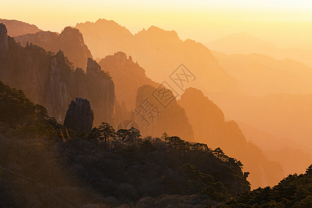 黄山日落风景图片