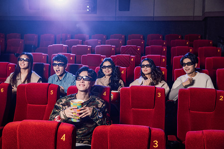 3D减免年轻朋友聚会看电影背景