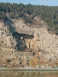 河南洛阳龙门石窟背景图片