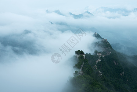 天空下的长城长城云海背景