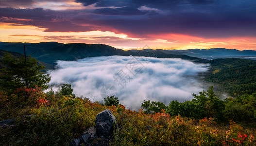 大气秋季秋天山脉云海背景