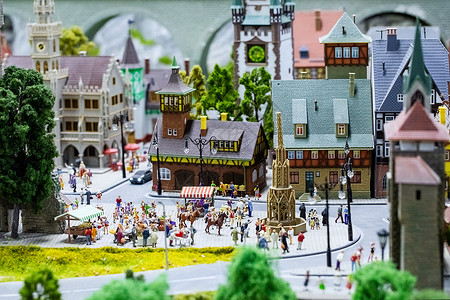 城堡模型古堡小镇背景