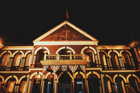 黄冈师范湖南省第一师范夜景背景