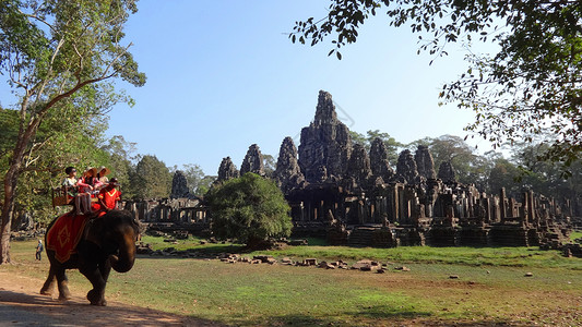 亚洲大象柬埔寨吴哥窟通王城（大吴哥）背景