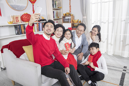 新年一家人自拍背景图片
