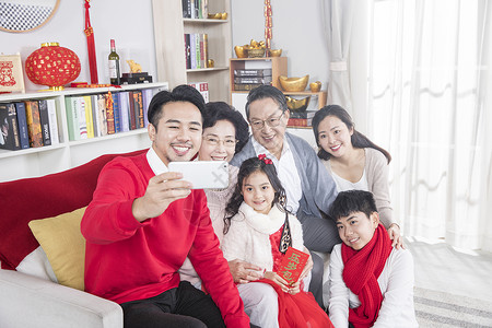 新年一家人自拍背景图片