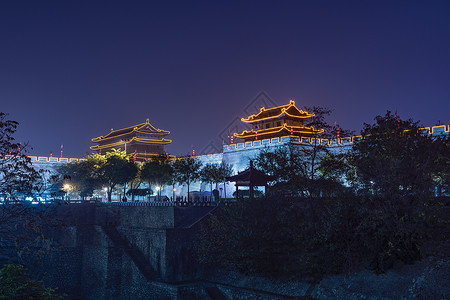 夜景西安城墙高清图片