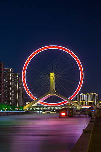 天津眼夜景背景图片