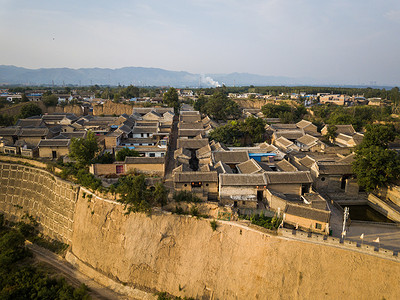 古村落航拍党家村风光全景背景