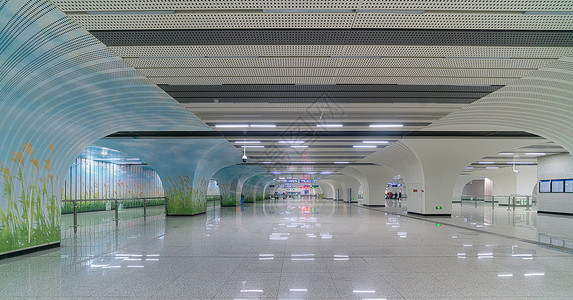 公共交通车站武汉地铁车站空旷的大厅背景