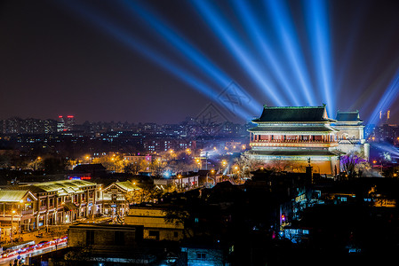 北京钟鼓楼灯光秀背景