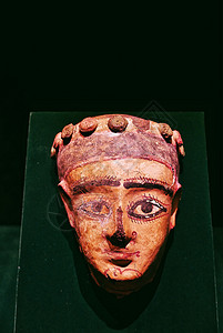 欧洲面具佛罗伦萨博物馆里的木乃伊面具盒展品背景