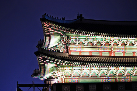 韩国首尔景福宫夜景背景图片