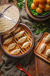 美味蒸饺背景图片