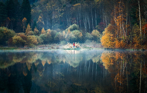 秋天景色湖光景色高清图片