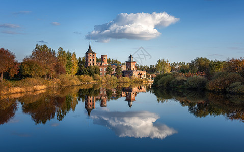 俄罗斯梗哈尔滨伏尔加庄园俄式建筑风景背景