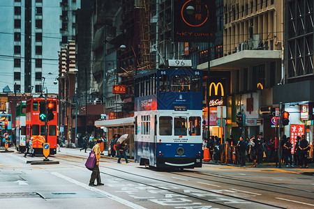 电商红色空间香港街景背景