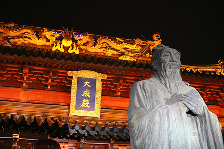 孔子故里南京夫子庙夜景背景