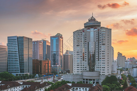 上海天目西路沿途建筑夕阳高清图片