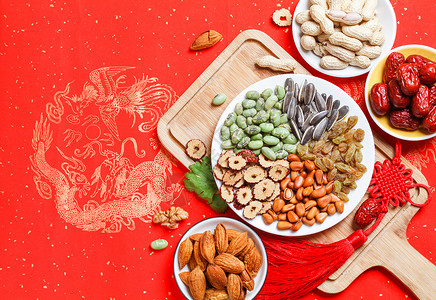 新年干果青豆零食高清图片