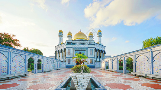 文莱建筑文莱斯里巴加湾清真寺背景