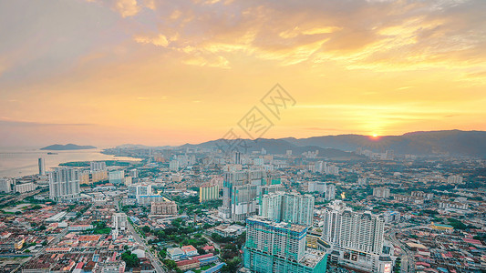 航拍槟城马来西亚槟城城市风光高清图片