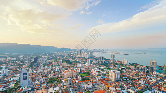 海峡城市航拍槟城背景