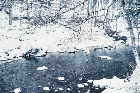 日本北海道层云峡雪景高清图片