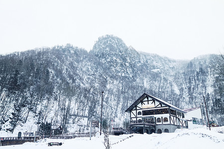 日本北海道层云峡雪景高清图片