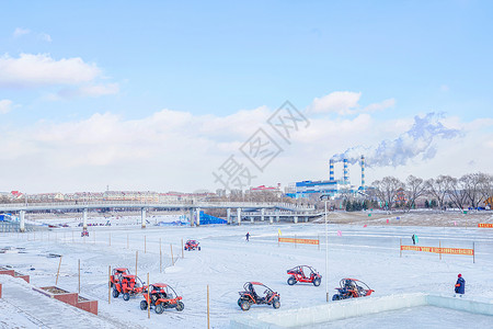 冰上项目黑龙江冬季冰上碰碰车背景