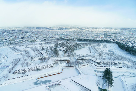 北海道滑雪场函馆五棱郭风光背景