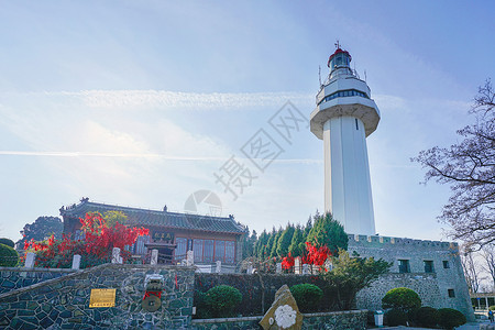 海滨灯烟台海滨风光背景