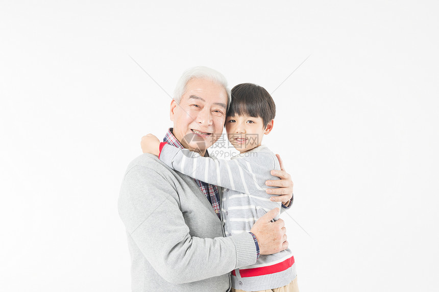 祖孙情爷爷和孙子拥抱图片