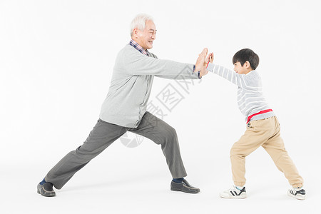 练武术的小孩祖孙情爷爷和孙子运动背景