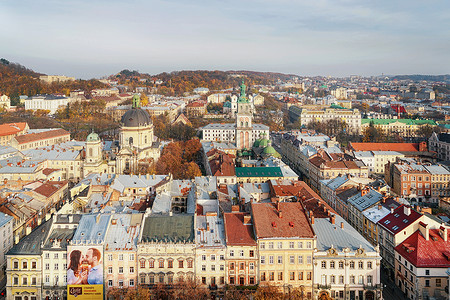 世界文化遗产利沃夫老城背景图片