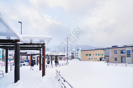 日本冬景日本北海道富良野背景