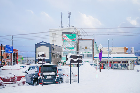 冬汽车日本北海道富良野背景