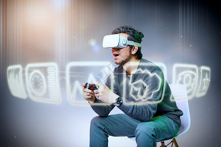 游戏手柄图标VR虚拟科技设计图片