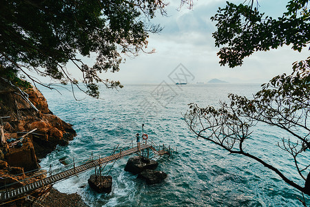 西环码头香港西环泳棚海岸背景