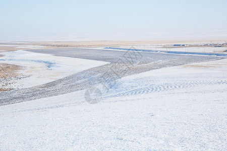 冬季内蒙古呼伦贝尔平原风光背景图片