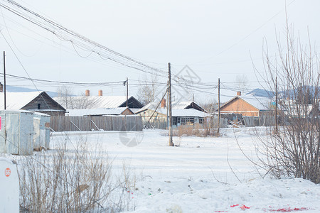 冬季内蒙古村庄风光背景图片