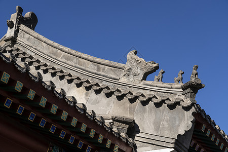 历史瓦片北京古建筑屋檐背景