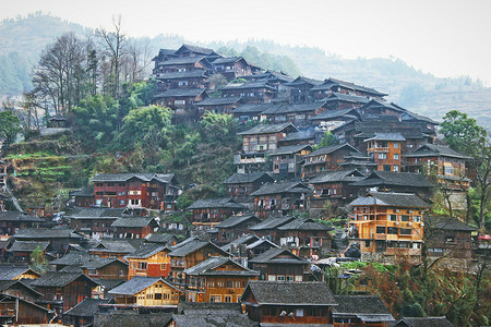 古代村庄贵州西江千户苗寨背景