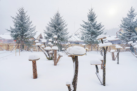 雪乡雪蘑菇帖子素材器高清图片