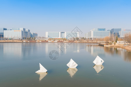 青岛即墨龙泉湖公园风光背景