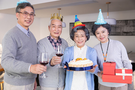 老年聚会过生日背景图片