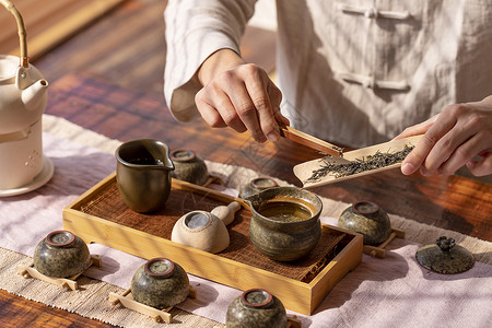 特色茶叶放茶叶背景