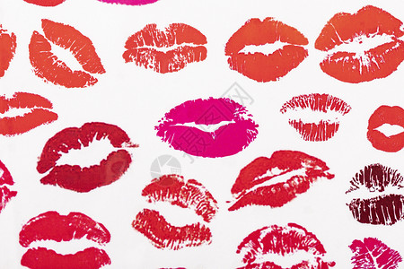 情人节妇女节口红唇印背景图片