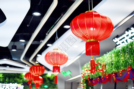 春节商场商场新年红灯笼装饰背景